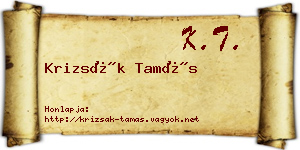 Krizsák Tamás névjegykártya
